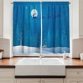 thumbnail image 2 of Ambesonne Winter Kitchen Curtains, Santa Sleigh over the Woods, 55"x45", Sea Blue and Night Blue, 2 of 3