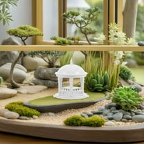 ELAYARD 2Pcs Miniature Gazebo Figurines White Plastic Dollhouse Accessory For Fairy Garden Decor