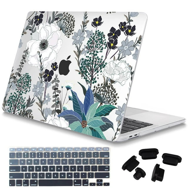 Mektron pour MacBook Air 13 Étui A1466/A1369 (Sortie 2010-2017), Coque Rigide en Plastique à Encliqueter pour MacBook Air 13.3 Pouces avec Protection de Clavier, Fleurs Rétro