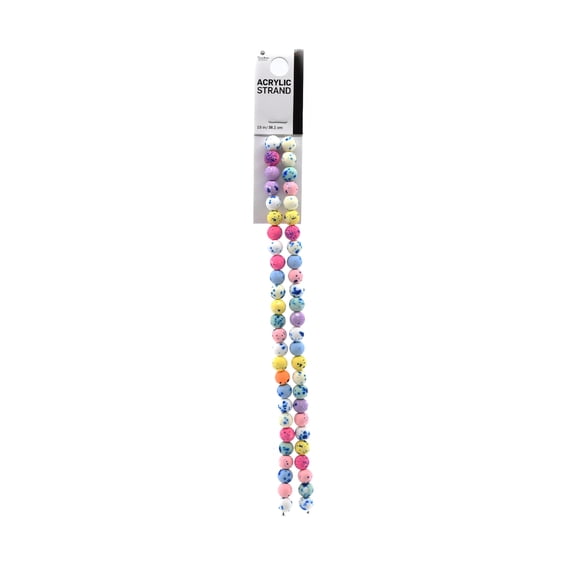 Blue Moon Beads Pony Beads Multi-Color Pastel Acrylic Bead Strands, 15 in per Strand, 2-Pack
