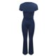 thumbnail image 4 of Conjuntos de 2 piezas para mujer: top ajustado de manga corta y leggings acampanados de talle bajo, ropa deportiva de viscosa 92 % para el día a día y ocasiones informales, 4 of 4