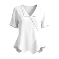 thumbnail image 3 of Cilsoka Cotton Linen Short Sleeve Button Down Blouses for Women Wrap V Neck Summer Tops 2026 Dressy Casual Trendy Shirts, 3 of 5