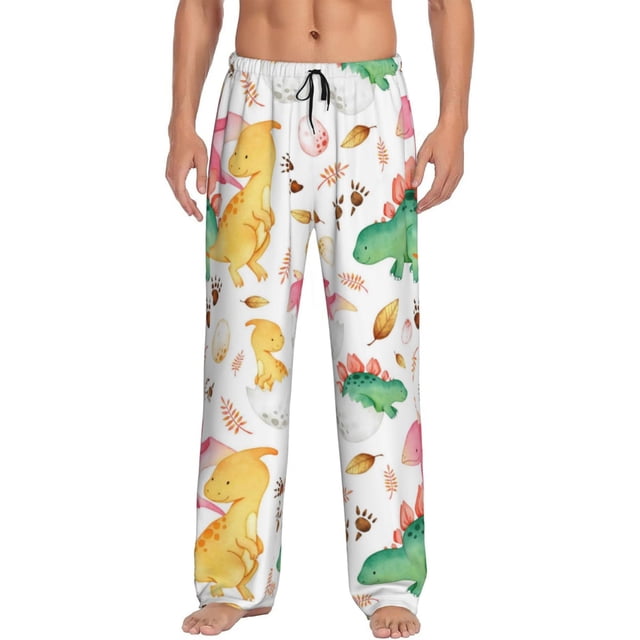 Fotbe Cute Baby Dinosaurs Pantalones de Pijama para Hombre, Pantalones de Dormir, Pantalones de Casa con Cintura Ajustable y Bolsillos-Large