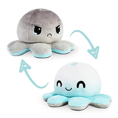 TeeTurtle | Reversible Octopus Plushie | Light Blue Snowflake + Gray ...