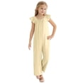 thumbnail image 3 of Diufon Combinaison Fille Manches à Volants Smockée Col Rond Pantalon Été Mignon avec Poches, 3 of 8