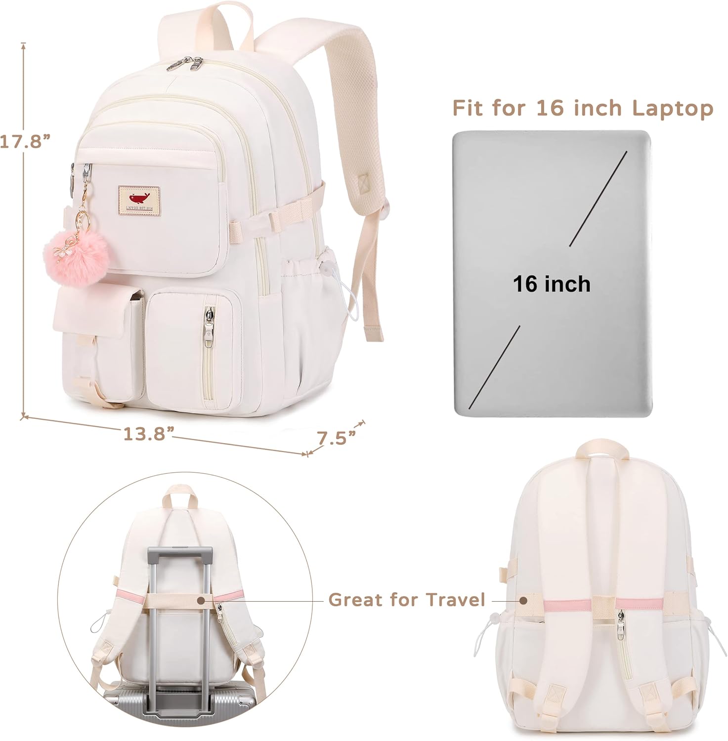 Laptop Backpack 15.6 Inch All Age Man Woman Bag College Backpacks Anti Theft Travel Back Pack Large Bookbags for Anyone
