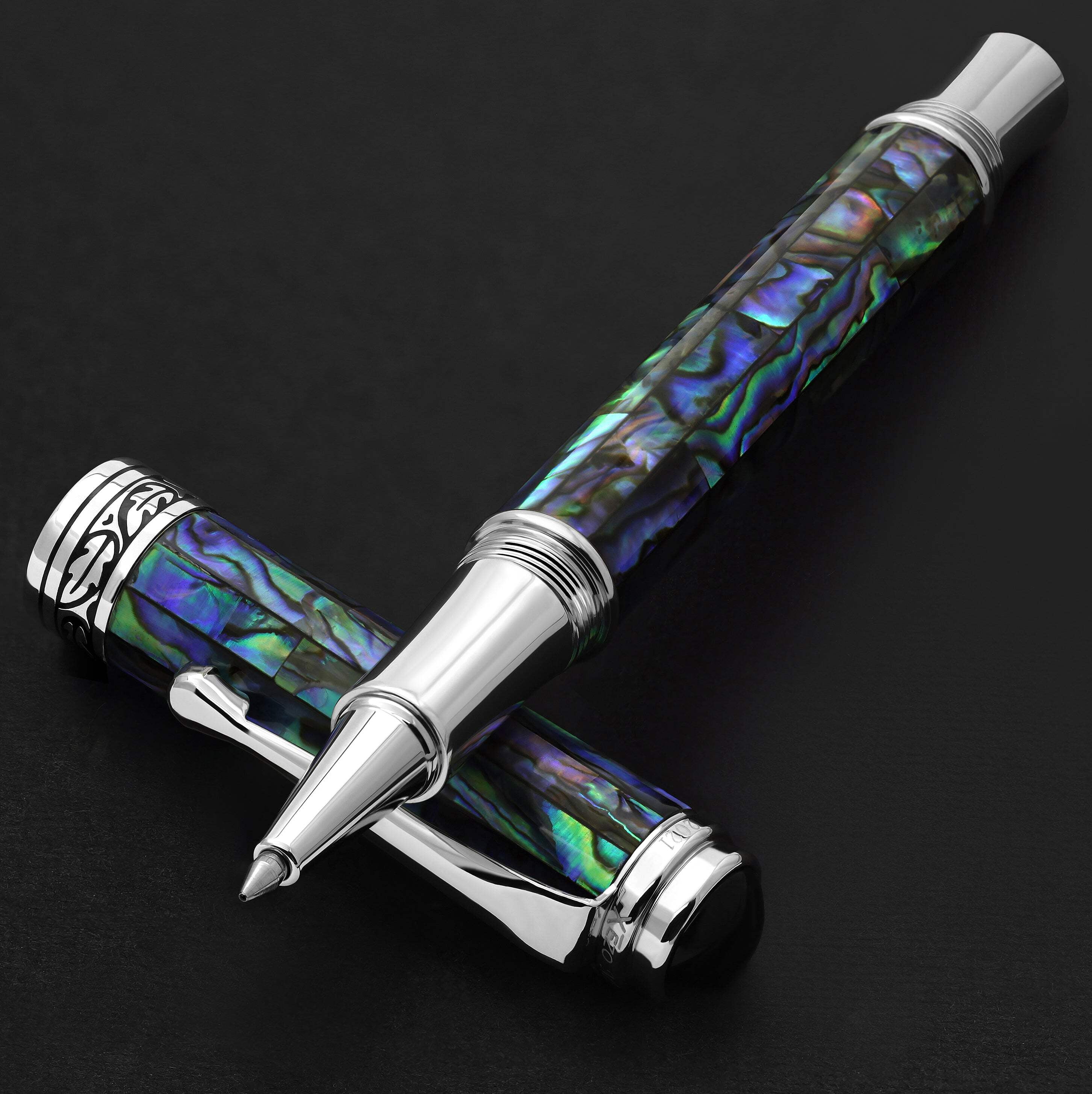 Xezo Xezo Maestro® Paua Abalone Sea Shell Rollerball Pen - Platinum Plated