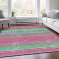 thumbnail image 4 of HomeRoots 677297 10 x 14 ft. Blush Green & Blue Striped Washable Machine Made Rectangle Area Rug with UV Protection, 4 of 9