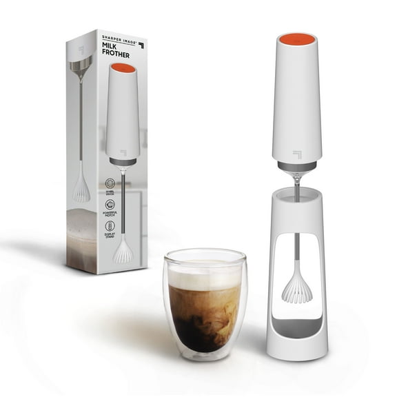 Sharper Image® Electric Milk Frother for Dense and Long-Lasting Foam Creation, White