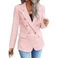 thumbnail image 2 of Women Woolen Coat Suit Jackets Fashion Plaid Open Front Notch Lapel Business Casual Work Office Blazer Trench Coat Pink X-Large, 2 of 6