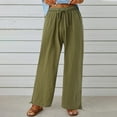 thumbnail image 6 of MNCEKFOD Women's Jeans High Waisted Wide Leg Flowy Culottes Pants Drawstring Elastic Comfy Loose Relaxed Fit Comfortable Trousers Army Green L, 6 of 8