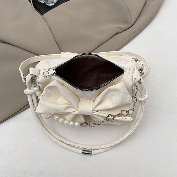 Bow Crossbody Bag Women PU Leather Handbag, Cute Shoulder Purse