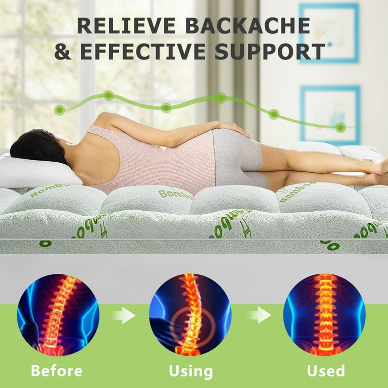 PATSBA Extra Thick Queen Bamboo Mattress Topper, 1000 GSM, 21in