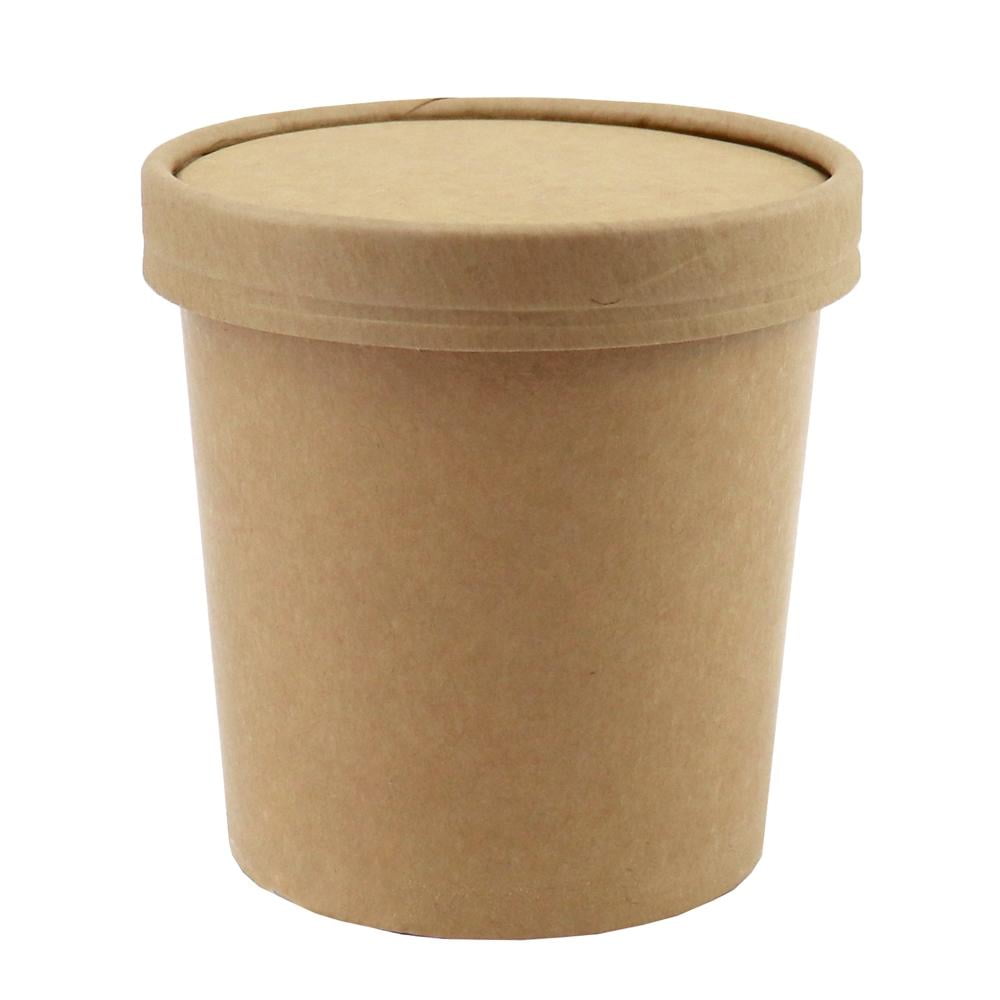 [25 Count] 16 oz Freezer Containers and Lids Kraft Paper To Go Cups Heavy Duty Paper Pint