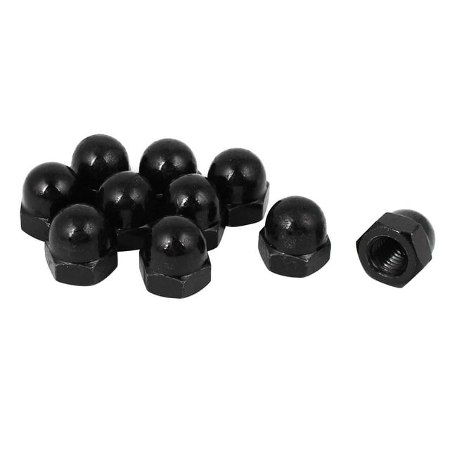 Unique Bargains M12 Thread Dia Dome Head Carbide Steel Cap Acorn Hex Nuts Black 10pcs