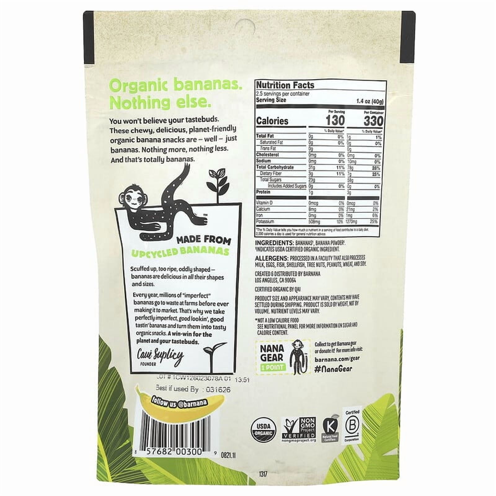 Barnana Organic Chewy Banana Bites Original 3.5 oz Pack of 4