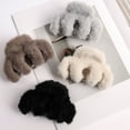 thumbnail image 4 of Women Hair Claw Solid Color Soft Fluffy Plush Anti-slip Strong Claw Lighweight Portable Lady Hair Gripper Hair Organization Clamp, 4 of 8