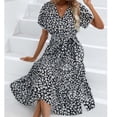 thumbnail image 6 of Zorckvet Floral Print Dresses for Women Long Trendy Tunic V Neck Fashion Flowy Womens Dress Short Sleeve, 6 of 8