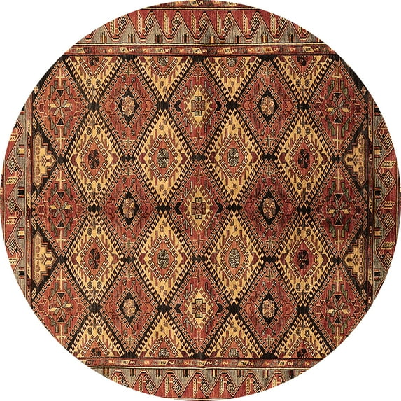Ahgly Company Indoor Round Oriental Brown Industrial Area Rugs, 3' Round
