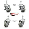 thumbnail image 2 of 3 Inch Gray Polyurethane Wheel Swivel 3/8 Inch Threaded Stem Caster Set 2 Brakes, 2 of 2
