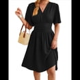 thumbnail image 2 of Vestido de Mujer de Verano 2025, Elegante Minivestido con Volantes y Escote en V Profundo, Vestidos A la Cintura Negro M, 2 of 10