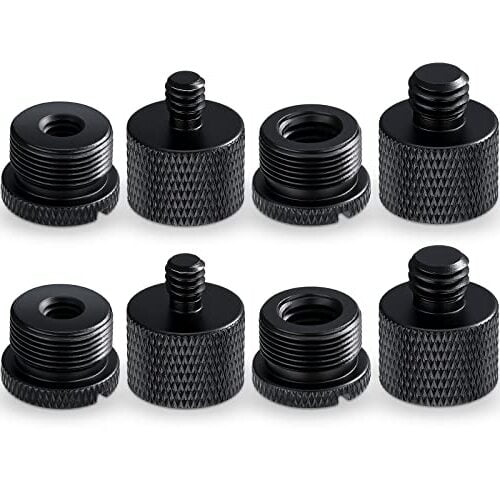 Lsupdaol Mic Stand Adapter Set 5/8 Female to 3/8 Male, 3/8 Female to 5/8 Male, 5/8 to 1/4 and 1/4 to 5/8 Screw Thread, 8 Pack, Black