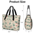 thumbnail image 3 of Tote Bag for Women - Beige Christmas Holly Pattern Shoulder Bag - Large Utility Work Duffle Bag with Zipper Handbag for Travel, Work, Sprots, 3 of 5
