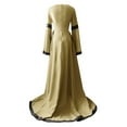 thumbnail image 4 of Odeerbi Clearance Women Medieval Dress Renaissance Fit Irregular Long Sleeve Cosplay Maxi Dress, Brown, 4 of 5