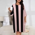 thumbnail image 2 of Pink And Black Vertical Stripes Sleepshirts For Sleeping Travels Loose Sleepdress Pajama Dress Soft Nightdress Sleepwear, 2 of 7