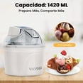 thumbnail image 2 of Maquina de Helados VAVSEA de 1400ML con Cuchara, Maquina para Helados con Pantalla Digital LCD y Temporizador, con Doble Aislamiento, Ideal para Helado, Yogur Helado y Bebidas, Color Blanco, 2 of 9