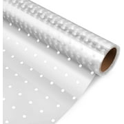 Clear Cellophane Wrap Roll Gift Treats Wrapping Roll Cello Decor Paper Flower Bouquet Package Sheet with White Dots for DIY Arts Crafts Gift Baskets