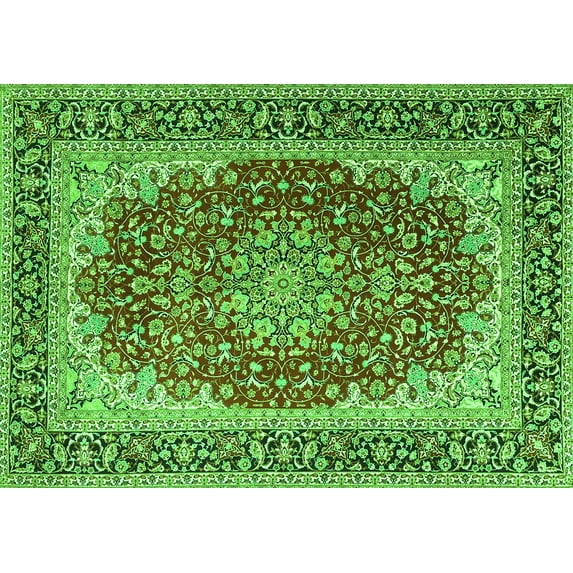 Ahgly Company Indoor Rectangle Medallion Green Traditional Area Rugs, 2' x 5'
