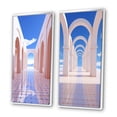 thumbnail image 3 of Designart "Futuristic Architecture Infinite Geometry VI" Modern Geometric Framed Wall Art Set Of 2 - Modern Blue Framed Canvas Set For Living Room Decor, 3 of 6