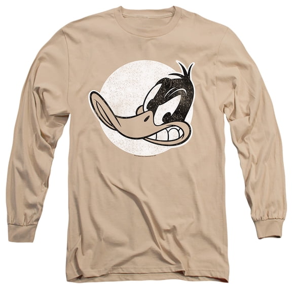 Looney Tunes Daffy Vintage Badge Long Sleeve Adult 18/1 T-Shirt Sand