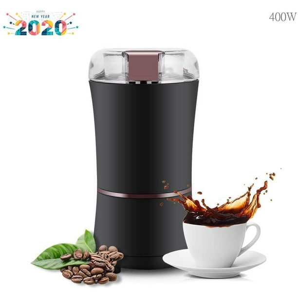 Moulin à café électrique, broyeur à grains 400w avec lame en acier  inoxydable pour grains de café, noix, graines, herbes et épices Noir 