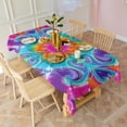 thumbnail image 3 of Colorful Rainbow Tie Dye Spiral Pattern Rectangle Tablecloth 60"x102",Waterproof Polyester Rectangle Table Cloth, Wipeable Spillproof Polyester Tablecloth for Dining, Camping, Indoor and Outdoor, 3 of 6