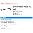 thumbnail image 2 of Front Left Driver Side Sway Bar Link - Compatible with 2016 - 2019 Chevy Malibu 2017 2018, 2 of 2