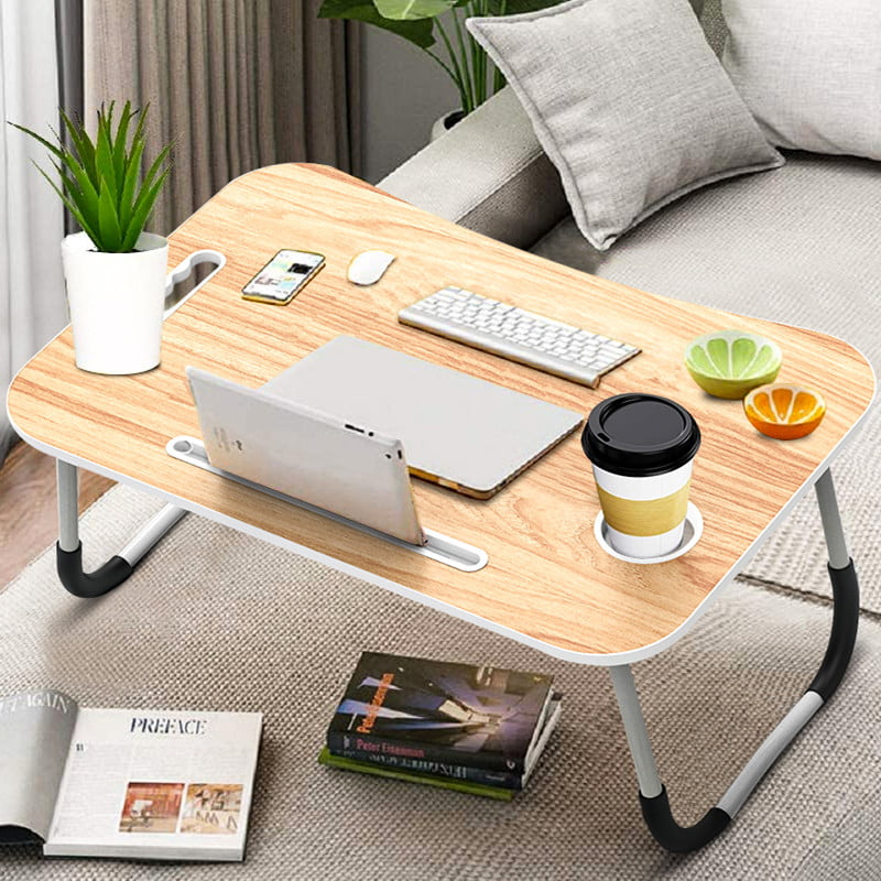 Perfect for Eating Writing with iPad Slots for Adults/Students/Kids Portable Laptop Bed Tray Table with Storage Drawer and Cup Holder Cute Bear Laptop Desk for Bed Pink 