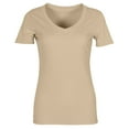 thumbnail image 4 of Womens Shirts V Neck Ribbed Fitted Tight Short Sleeve Basic Knit Womens Summer Tops, 4 of 6