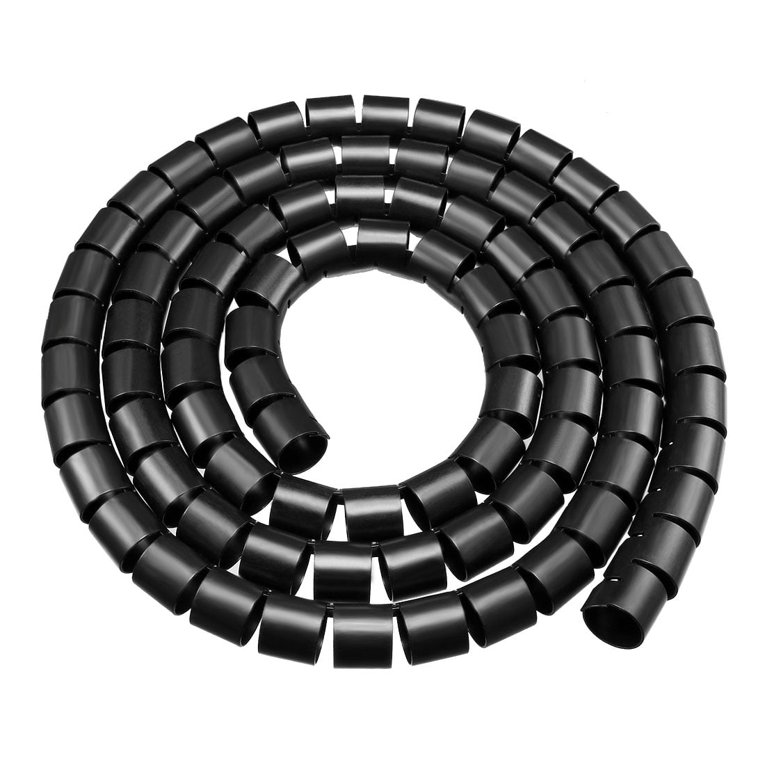 16mm Flexible Spiral Tube Cable Wire Wrap Computer Manage Cord Black 2M