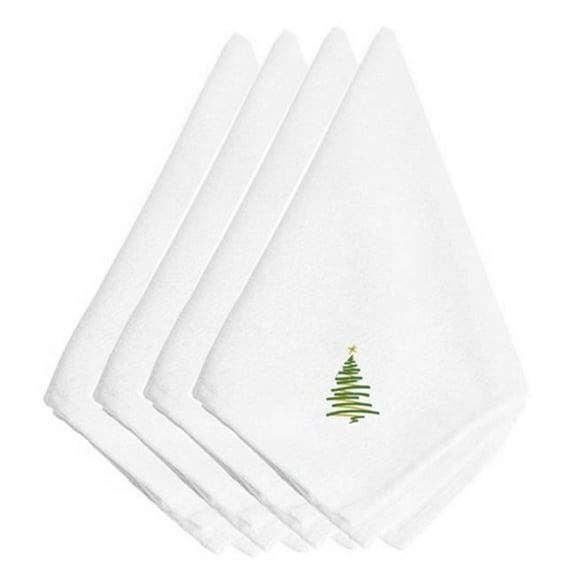 Christmas Stylized Tree Embroidered Napkins, Set of 4