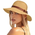 thumbnail image 6 of HONHUZH Summer Hats Womens Wide Brim Sun Hat With Leather Belt Foldable Beach Travel Hat, 6 of 7