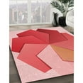 thumbnail image 3 of Ahgly Company Machine Washable Indoor Round Transitional Light Salmon Pink Area Rugs, 6' Round, 3 of 7