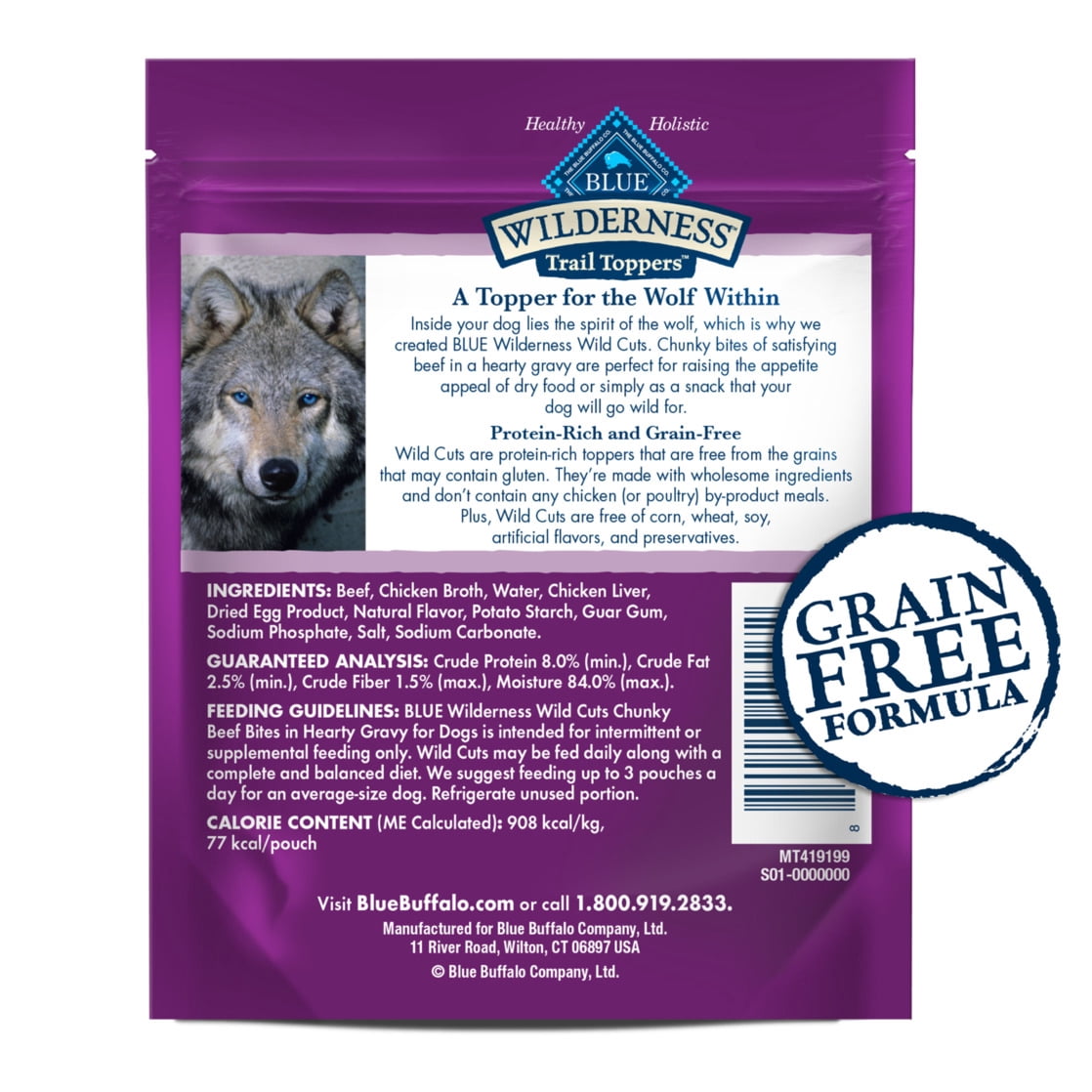 Blue Buffalo Wilderness Trail Toppers Wet Dog Food, Chunky Beef Bites in Hearty Gravy