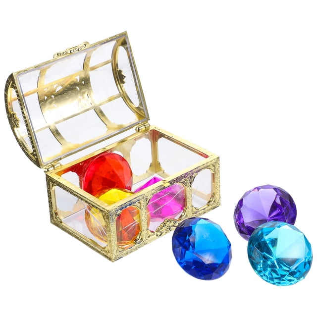 1 Set Treasure Pirate Box Summer Swimming Gems Diamonds Box and Gems for Random Color