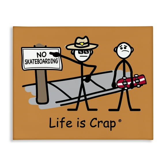 Stupell Industries No Skateboarding Sign Novelty & Humor Painting Wrapped Canvas Art Print Wall Art, 20 x 16