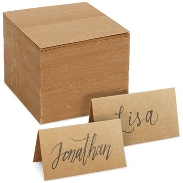 200 Pack Kraft Paper Place Cards for Table Setting - Blank Name Cards for Wedding Reception, Baby Shower, Table Numbers (3.5 x 2 In, Brown)