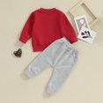 thumbnail image 3 of Bagilaanoe 2Pcs Toddler Baby Boy Valentine's Day Clothes Letter Print Long Sleeve Sweatshirt Tops + Sweatpants 6M 12M 18M 24M 3T Kids Casual Sweatsuits Pants Set, 3 of 8