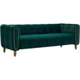 thumbnail image 4 of LuxyHoom Modern Velvet Sofa, Button Tufted Chesterfield Sofa with Arms and Gold Metal Legs, 3-Seater Sofa Couch Upholstered Sofa for Living Room Bedroom Office Apartment, 83.07"×31.89"×27.95", Green, 4 of 14