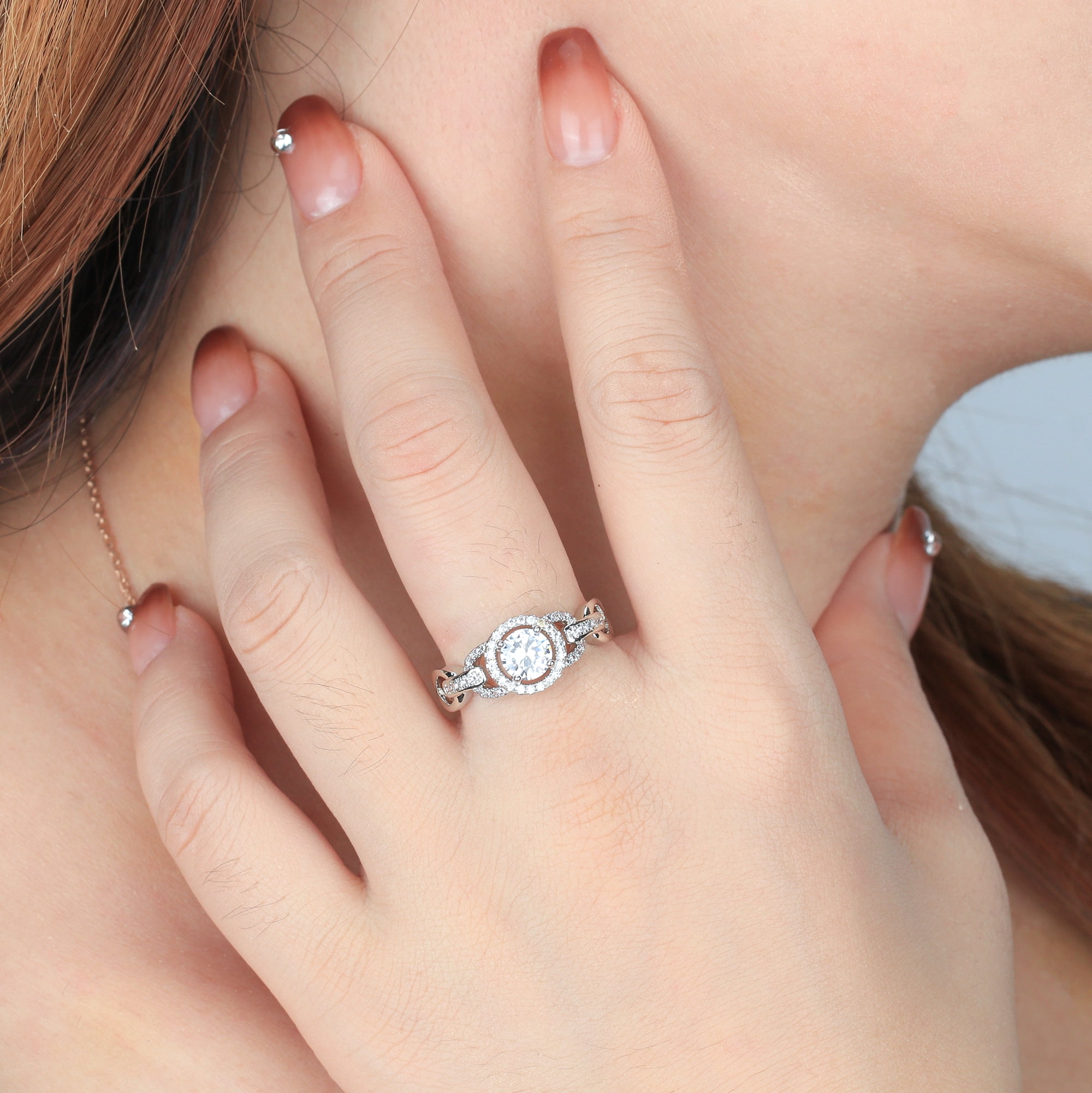 Beautlace Round Moissanite Engagement Rings,925 Sterling Silver Classic Promise Ring 0.8CT Wedding Rings for Women